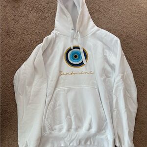 White Hoodie with Embroidered Design